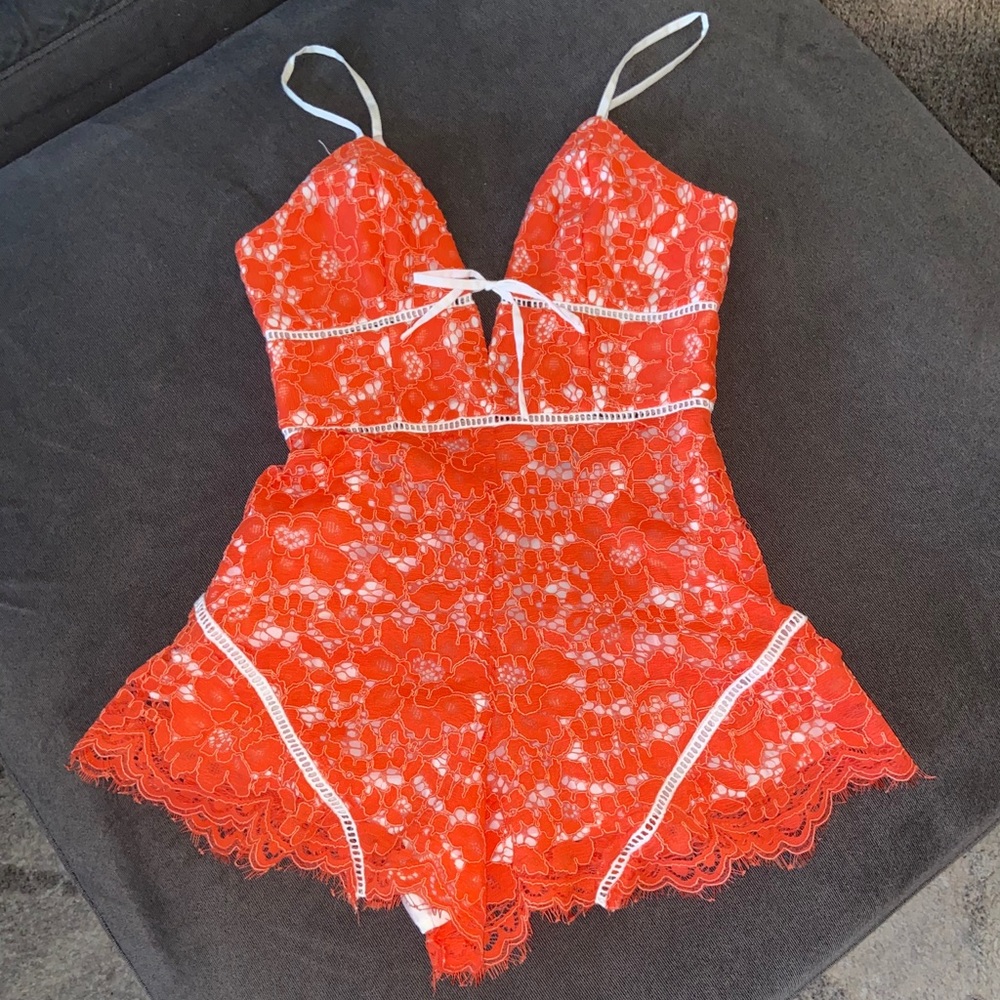 NBD orange lace romper 🦀🧡